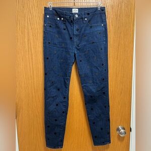 J.Crew Women’s Blue Jeans with Black Polka Dots